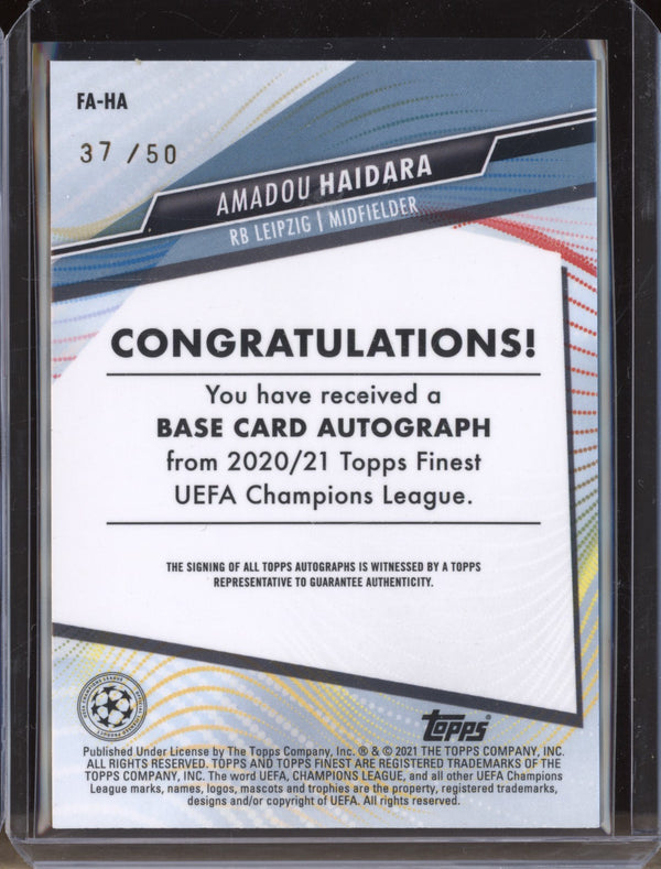 Amadou Haidara 2020-21 Topps Finest UCL FA-HA Gold Auto RC 37/50