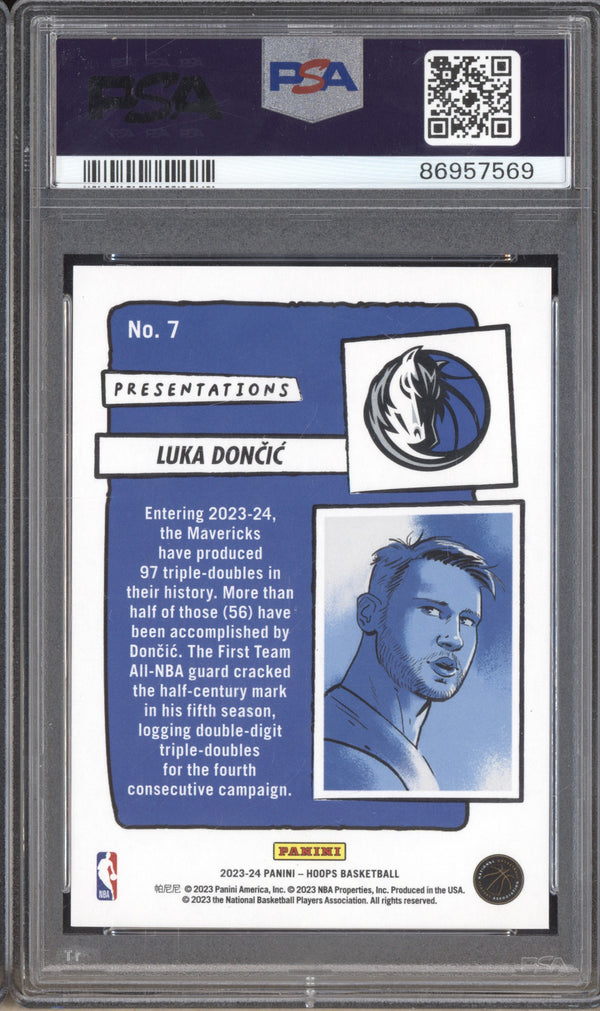 Luka Doncic 2023-24 Panini Hoops 7 Presentations PSA 9