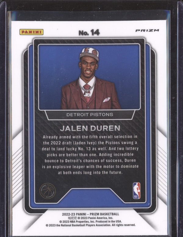 Jalen Duren 2022-23 Panini Prizm 14 Luck of the Lottery Silver RC