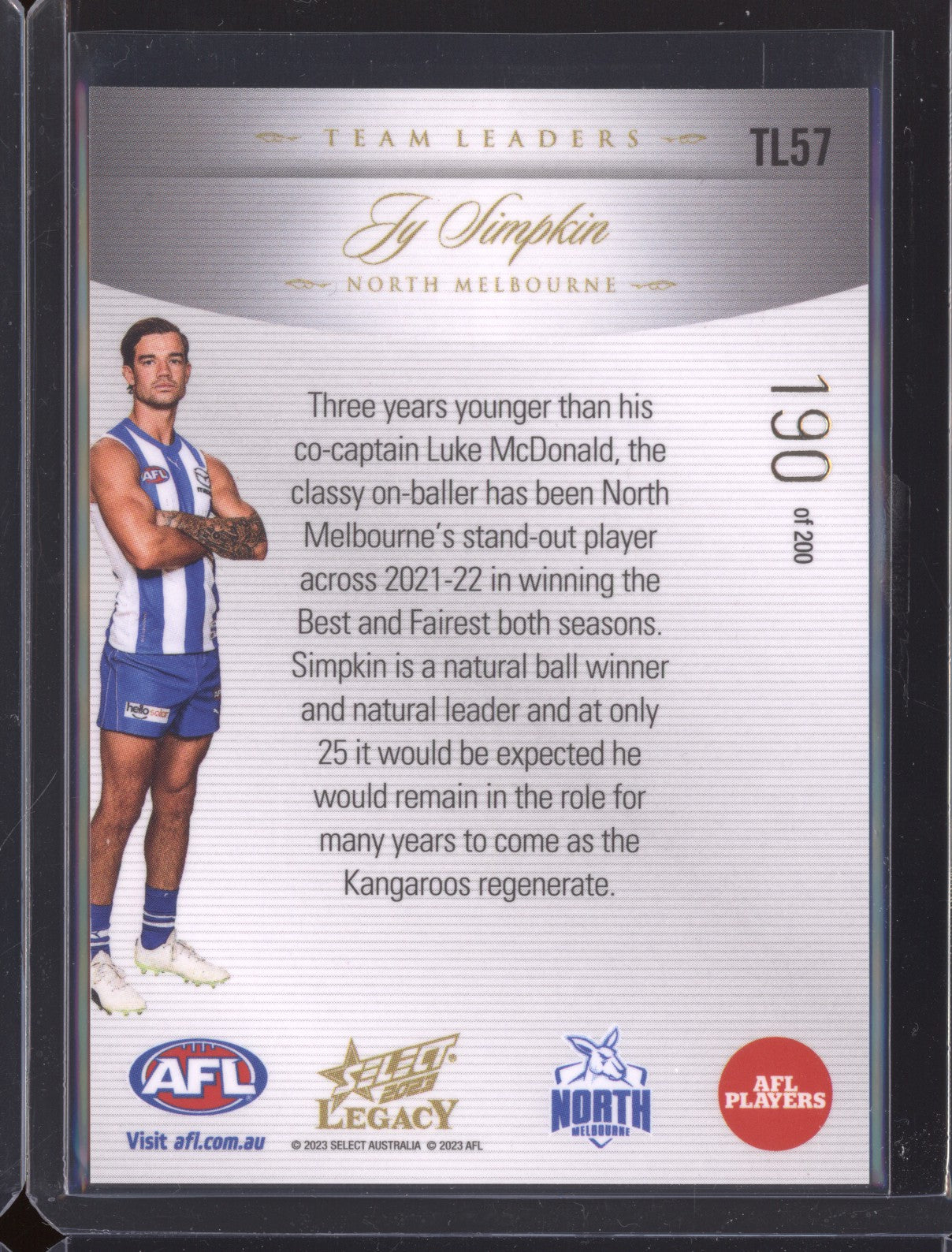 Jy Simpkin 2023 Select Legacy TL57 Team Leaders 190/200