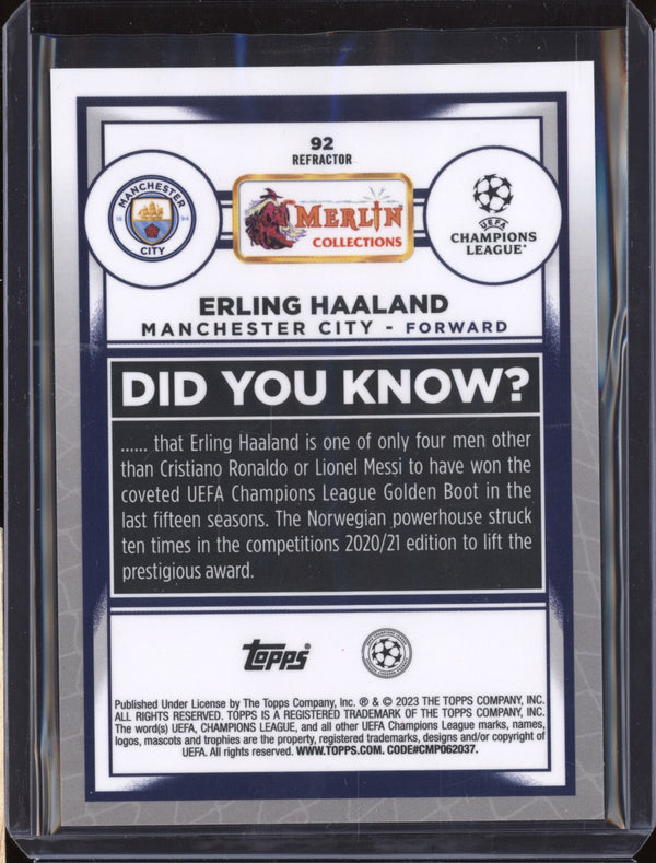 Erling Haaland 2022-23 Topps Merlin Chrome UEFA Club 92 Refractor