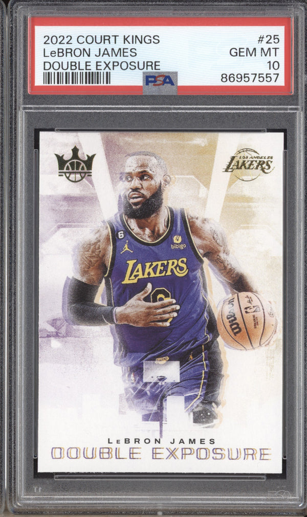 LeBron James 2022-23 Panini Court Kings 25 Double Exposure PSA 10