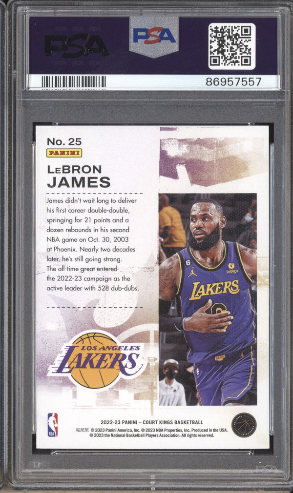 LeBron James 2022-23 Panini Court Kings 25 Double Exposure PSA 10