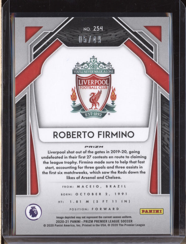 Roberto Firmino 2020-21 Panini Prizm Premier League 254 Breakaway Teal 5/49