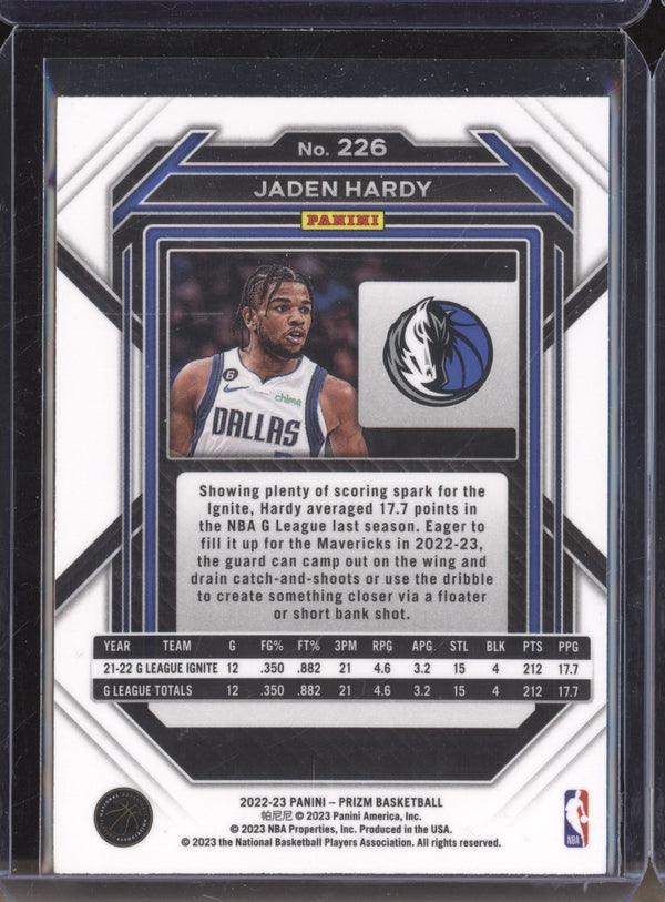 Jaden Hardy 2022-23 Panini Prizm 226 RC