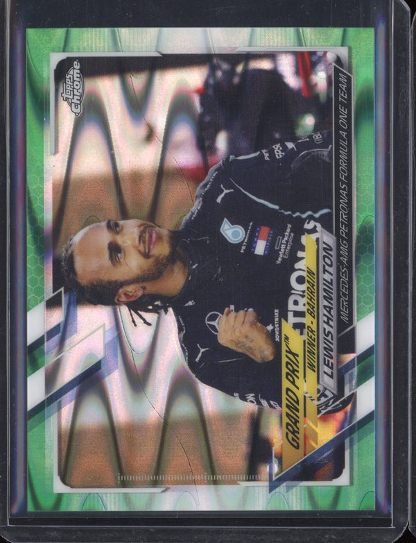 Lewis Hamilton 2021 Topps Chrome Formula One Green Ray Wave 49/99