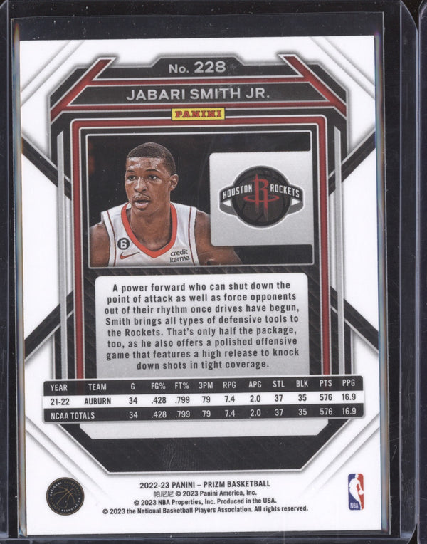 Jabari Smith Jr 2022-23 Panini Prizm 228 RC