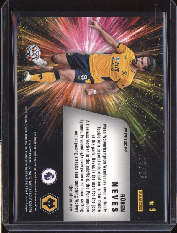 Ruben Neves 2021-22 Panini Prizm Premier League 9 Fireworks Orange 19/25