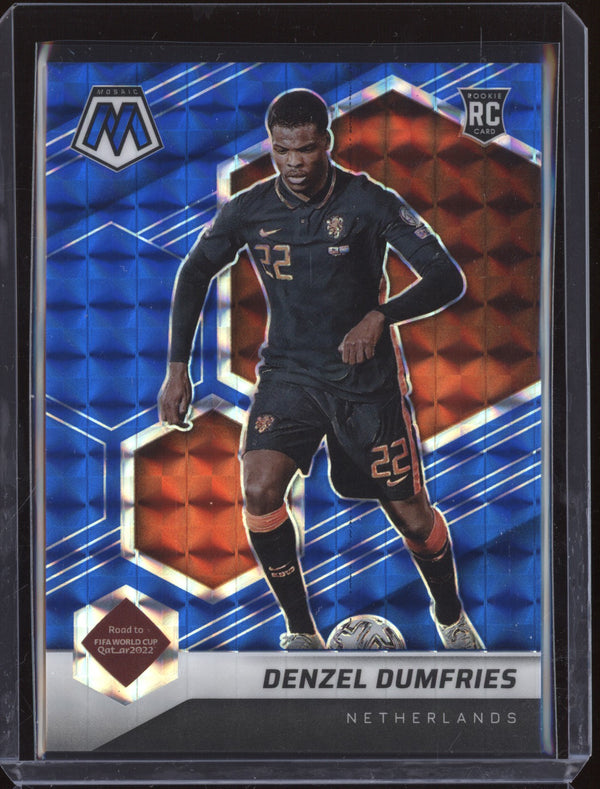 Denzel Dumfries 2021-22 Panini Mosaic World Cup 171 Blue RC 82/99