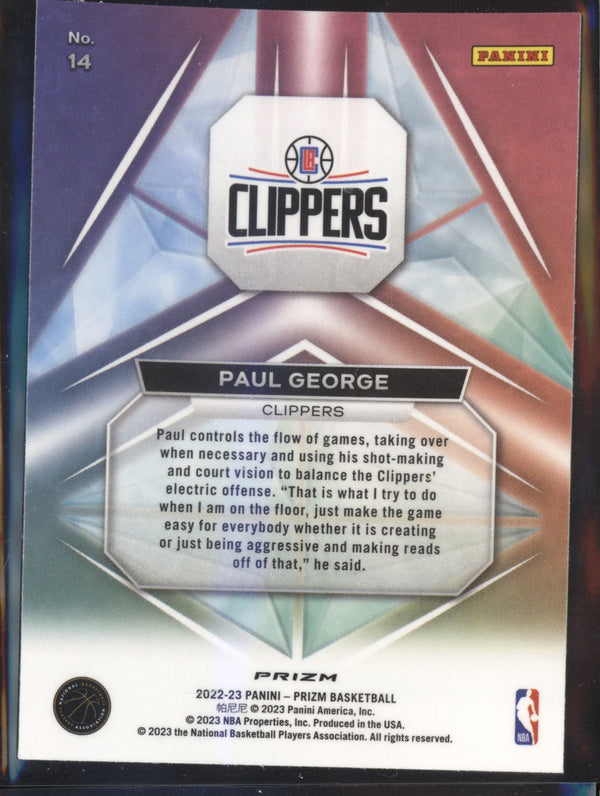 Paul George 2022-23 Panini Prizm 14 Prizmatic Silver