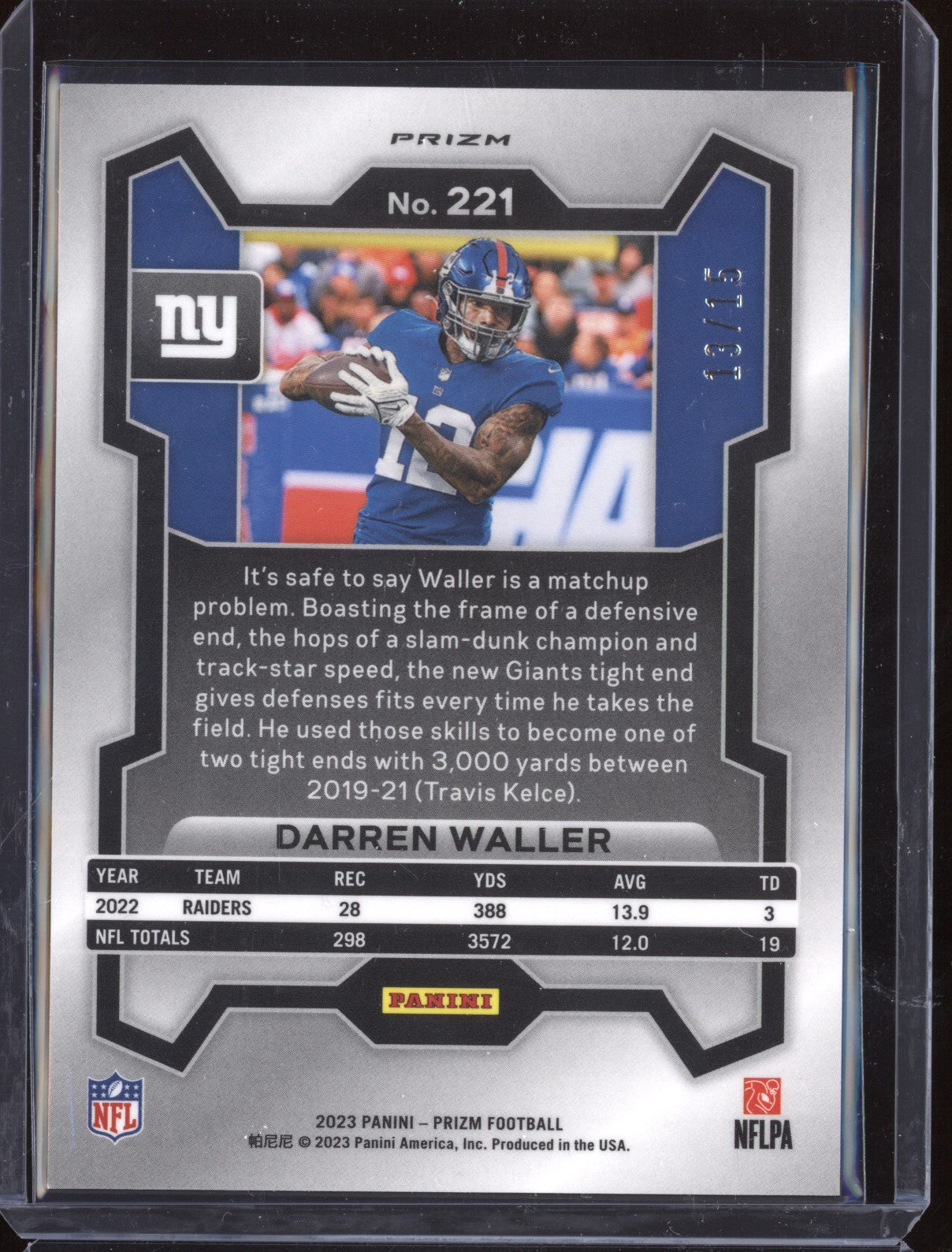 Darren Waller 2023 Panini Prizm 221 Forest Camo 13/15