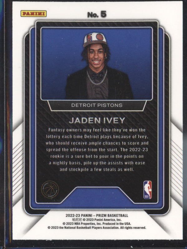 Jaden Ivey 2022-23 Panini Prizm 5 Luck of the Lottery RC