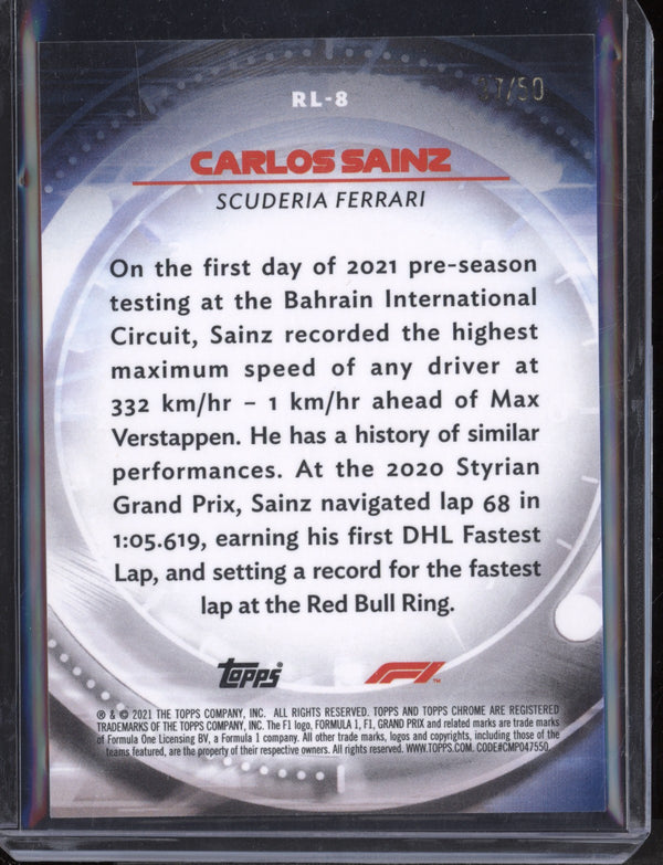 Carlos Sainz 2021 Topps Chrome Formula One RedLiners Gold Wave 37/50