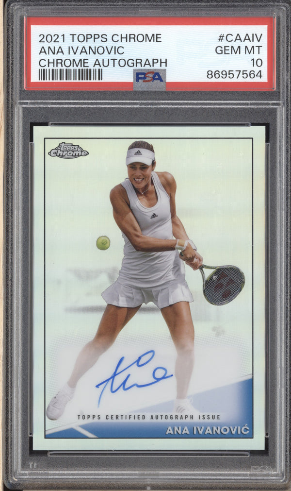 Ana Ivanovic 2021 Topps Chrome Tennis CA-AIV Auto RC 42/50 PSA 10