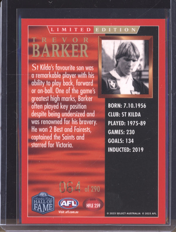 Trevor Barker 2023 Select Legacy Hall of Fame Inductees Limited Edition 64/290