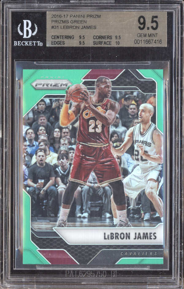 LeBron James 2016-17 Panini Prizm 31 Green BGS 9.5