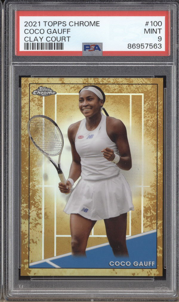 Coco Gauff 2021 Topps Chrome Tennis 100 Clay Court SP RC PSA 9