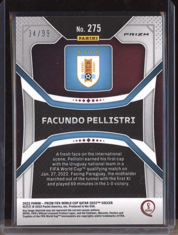 Facundo Pellistri 2022 Panini Prizm World Cup 275 Purple Wave RC 34/99