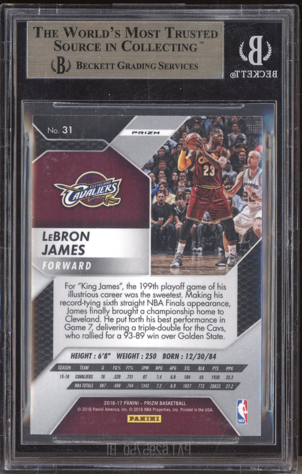 LeBron James 2016-17 Panini Prizm 31 Green BGS 9.5