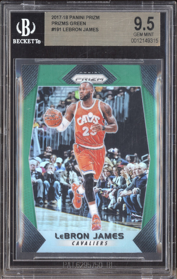 LeBron James 2017-18 Panini Prizm 191 Green BGS 9.5