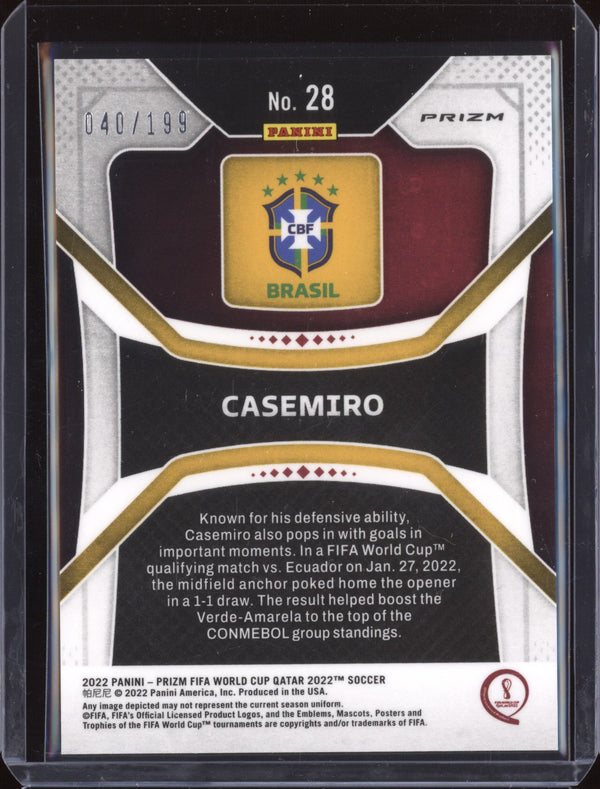 Casemiro 2022 Panini Prizm World Cup 28 Purple 40/199