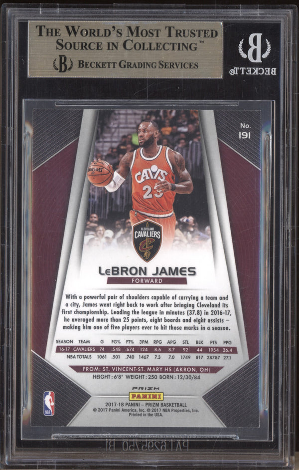 LeBron James 2017-18 Panini Prizm 191 Green BGS 9.5