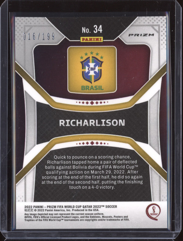 Richarlison 2022 Panini Prizm World Cup 34 Purple 16/199