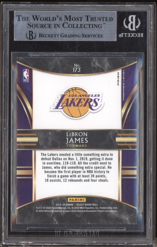 LeBron James 2019-20 Panini Select 173 Premier Level Gold Wave BGS 9