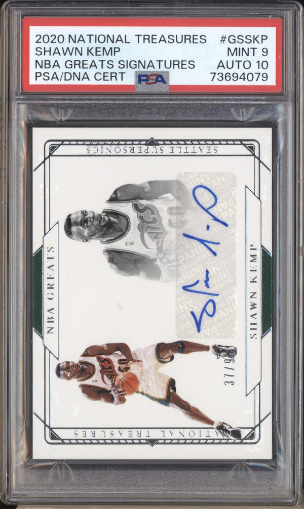 Shawn Kemp 2020-21 Panini National Treasures NBA Greats Signature Auto /99 PSA 9