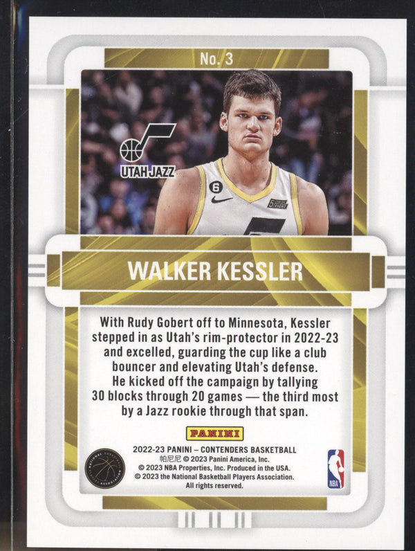 Walker Kessler 2022-23 Panini Contenders 3 Rookie of the Year Contenders RC