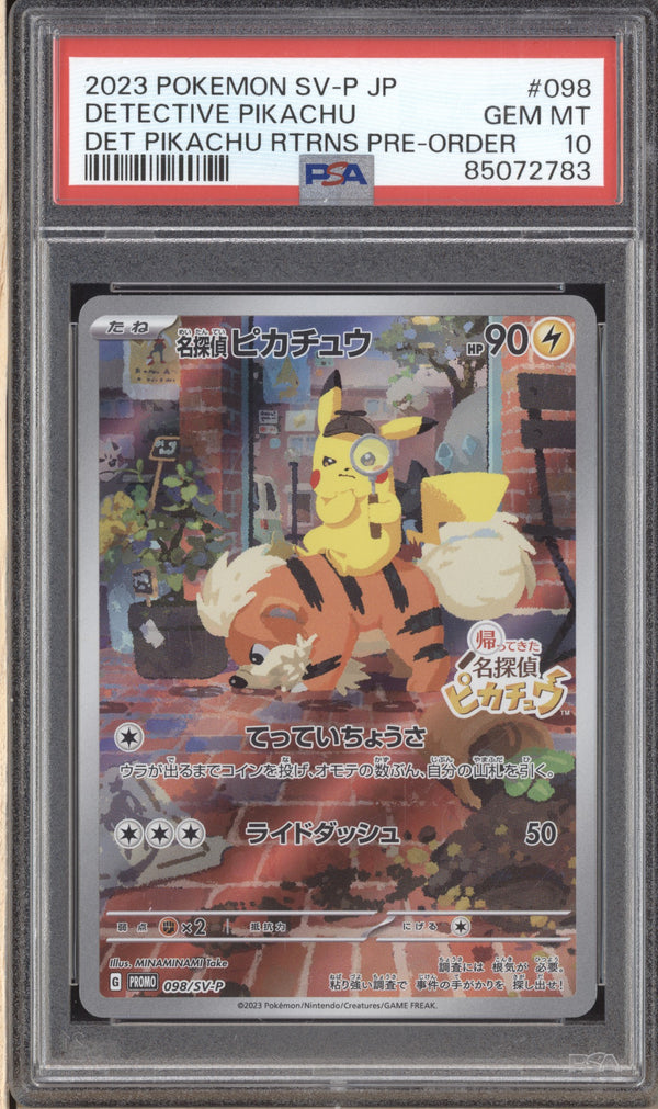 Detective Pikachu Returns 2023 Pokemon JPN S & V 098/SV-P Promo Pre-Order PSA 10