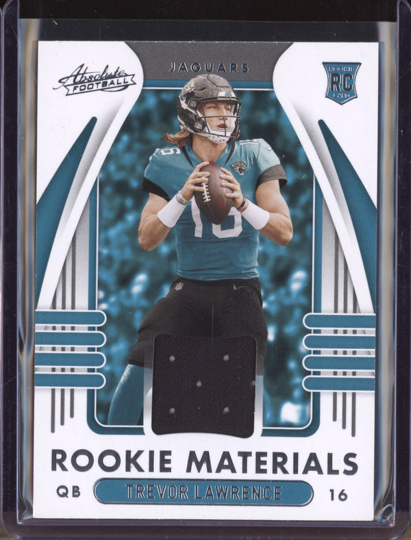 Trevor Lawrence 2021 Panini Absolute ARM-TRL Rookie Materials Jersey RC