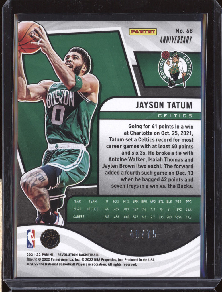 Jayson Tatum 2021-22 Panini Revolution 68 NBA 75th Anniversary 40/75 ...