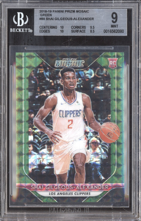 Shai Gilgeous-Alexander 2018-19 Panini Prizm Mosaic 89 Green RC BGS 9