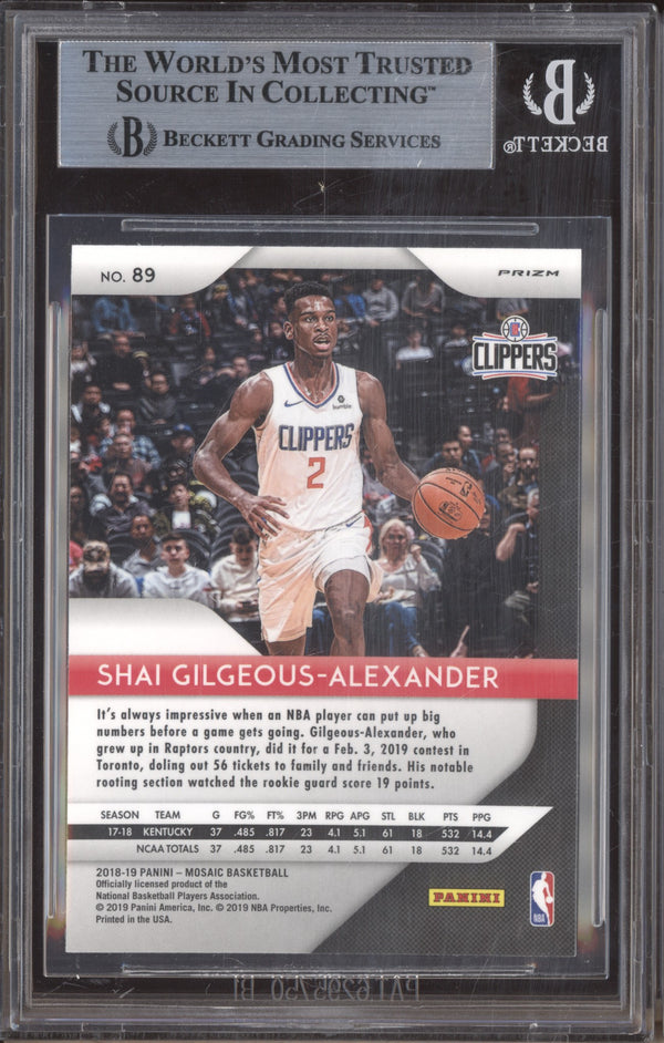 Shai Gilgeous-Alexander 2018-19 Panini Prizm Mosaic 89 Green RC BGS 9