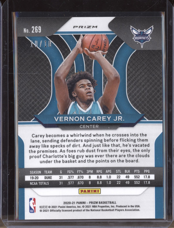 Vernon Carey Jr 2020-21 Panini Prizm 269 Gold Shimmer RC 10/10