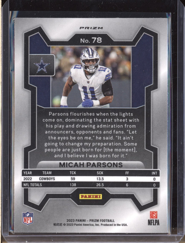 Micah Parsons 2023 Panini Prizm 78 Silver