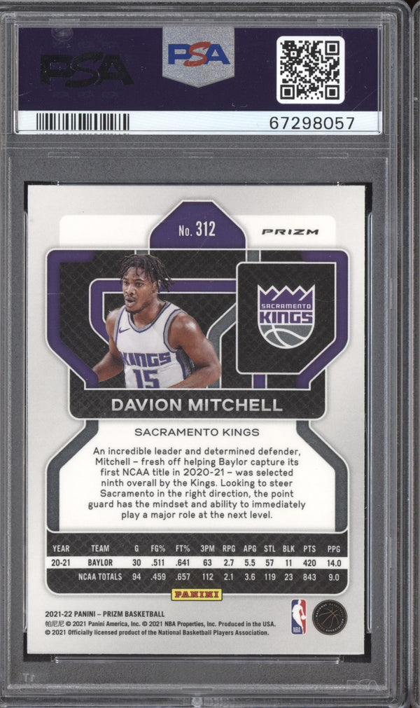 Davion Mitchell 2021-22 Panini Prizm 312 Ruby Wave Pop 1 RC PSA 10