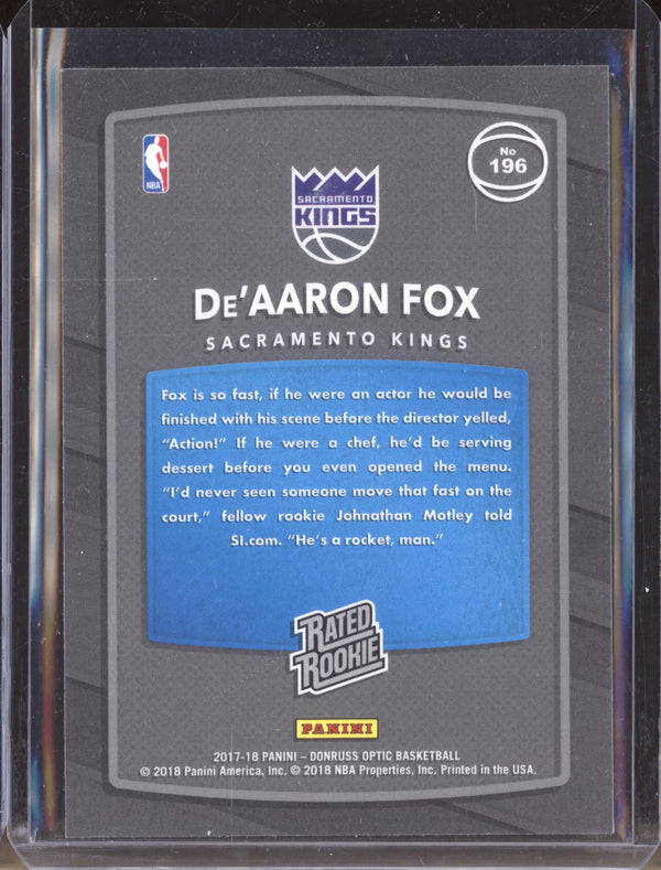 De'Aaron Fox 2017-18 Panini Donruss Optic 196 RC