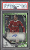 Charlie Savage 2021-22 Topps Chrome UCL CA-CH Neon Green Auto RC 98/99 PSA 10/10