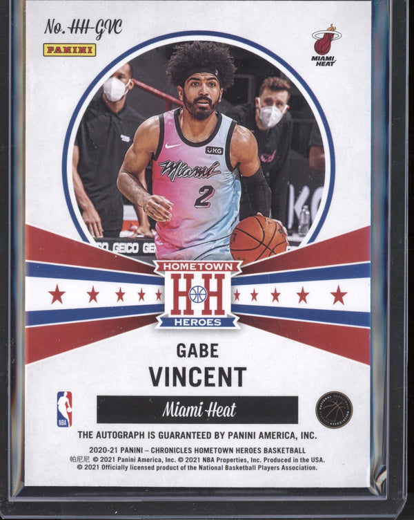 Gabe Vincent 2020-21 Panini Chronicles Hometown Heroes Blue Auto RC 87/99