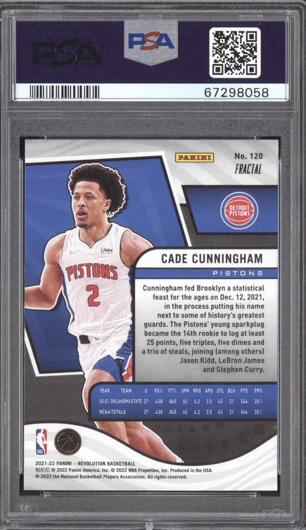 Cade Cunningham 2021-22 Panini Revolution 120 Fractal RC PSA 10