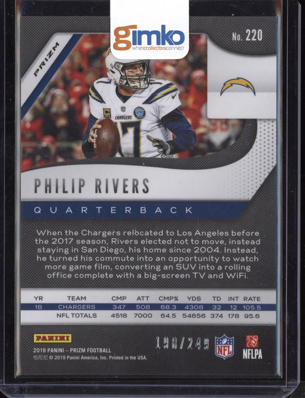 Philip Rivers 2019 Panini Prizm Football Orange Prizm 198/249