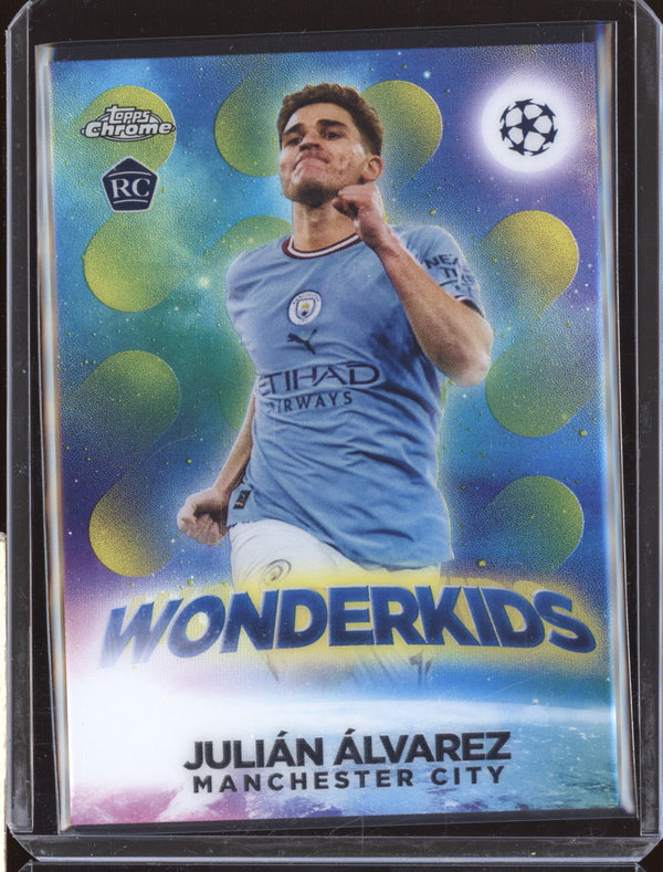 Julian Alvarez 2022-23 Topps Chrome UEFA Club W-9 Wonderkids Yellow RC 101/125