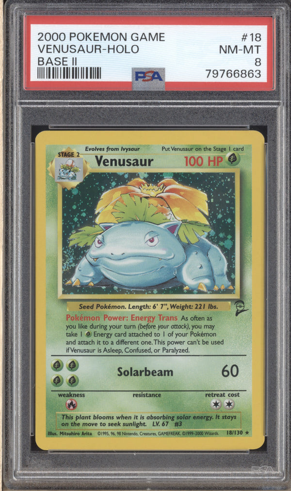 Venusaur 2000 Pokemon Base II 18/130 Holo PSA 8 ASR