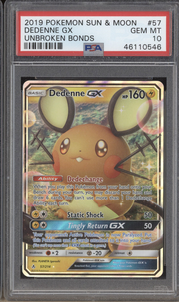 Dedenne GX 2019 Pokemon Unbroken Bonds 57/214 PSA 10