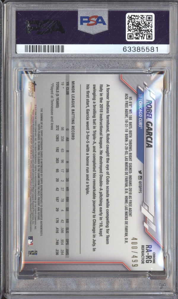 Robel Garcia 2020 Topps Chrome RA-RG Rookie Auto Refractor RC 400/499 PSA 10