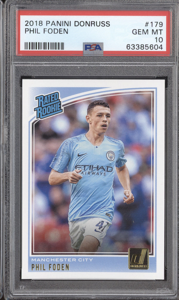 Phil Foden 2018-19 Panini Donruss Soccer 179 RC PSA 10