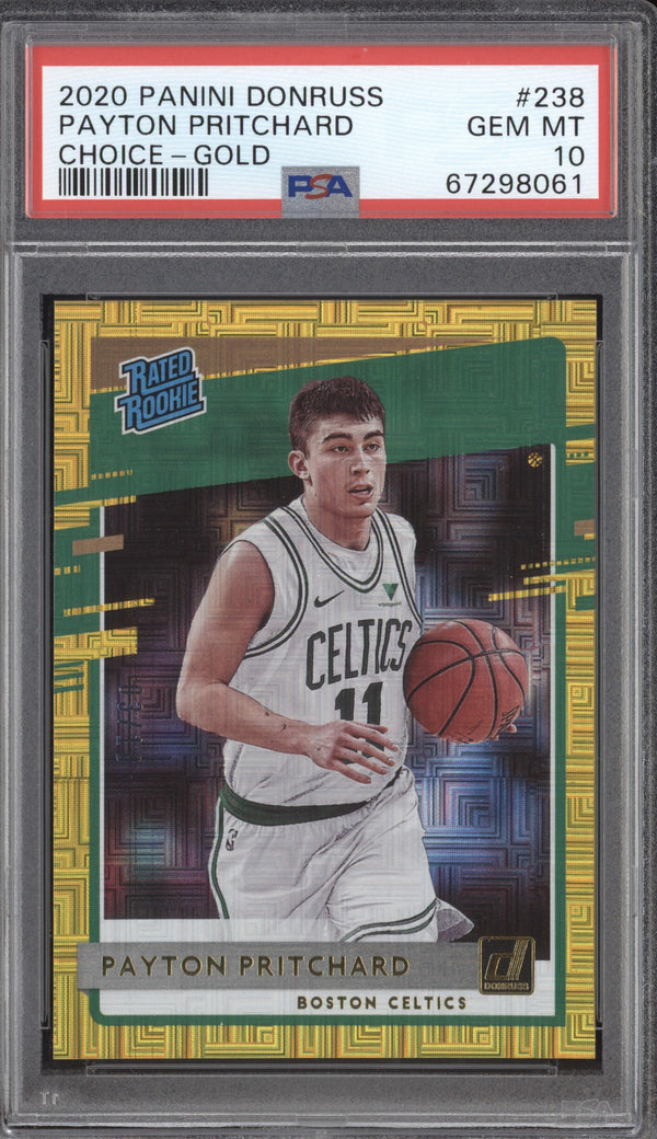 Payton Pritchard 2020-21 Panini Donruss 238 Choice Gold Pop 1 RC 03/10 PSA 10