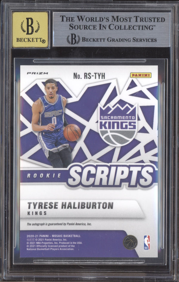 Tyrese Haliburton 2020-21 Panini Mosaic RS-TYH Rookie Scripts Gold Auto SSP RC BGS 9/10